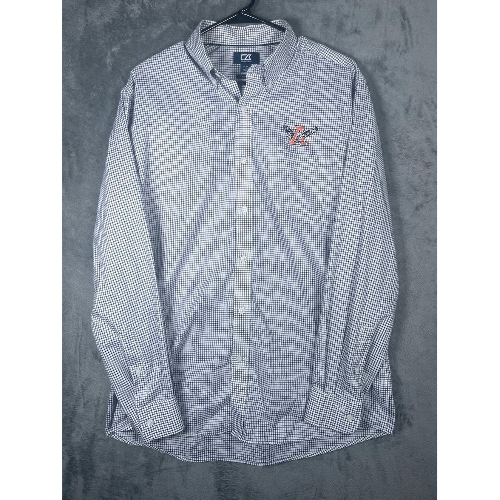 Auburn Tigers Cutter & Buck Mens Button Down Shirt Blue White Size Medium